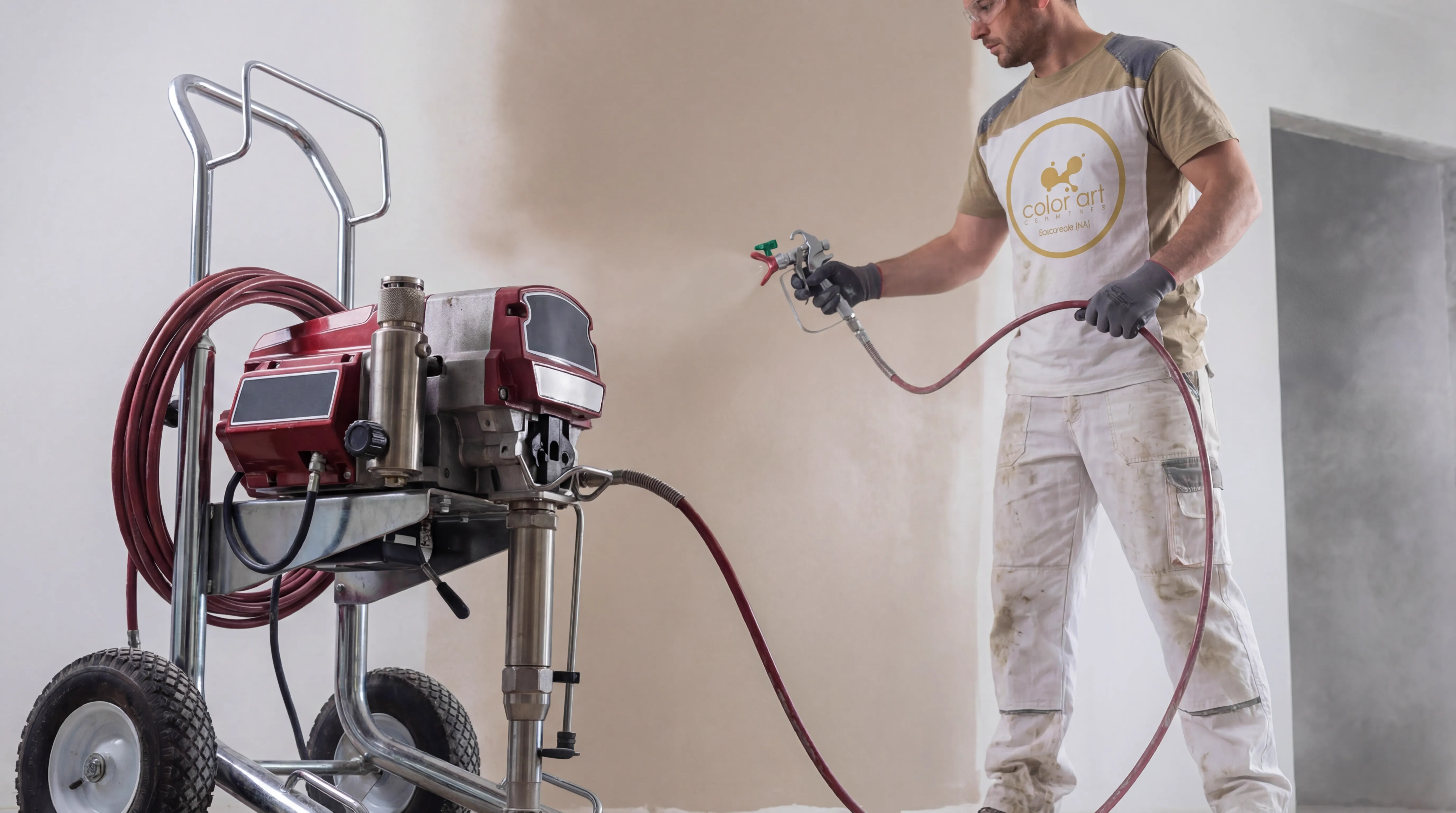 Pompa airless professionale per verniciatura in uso professionale