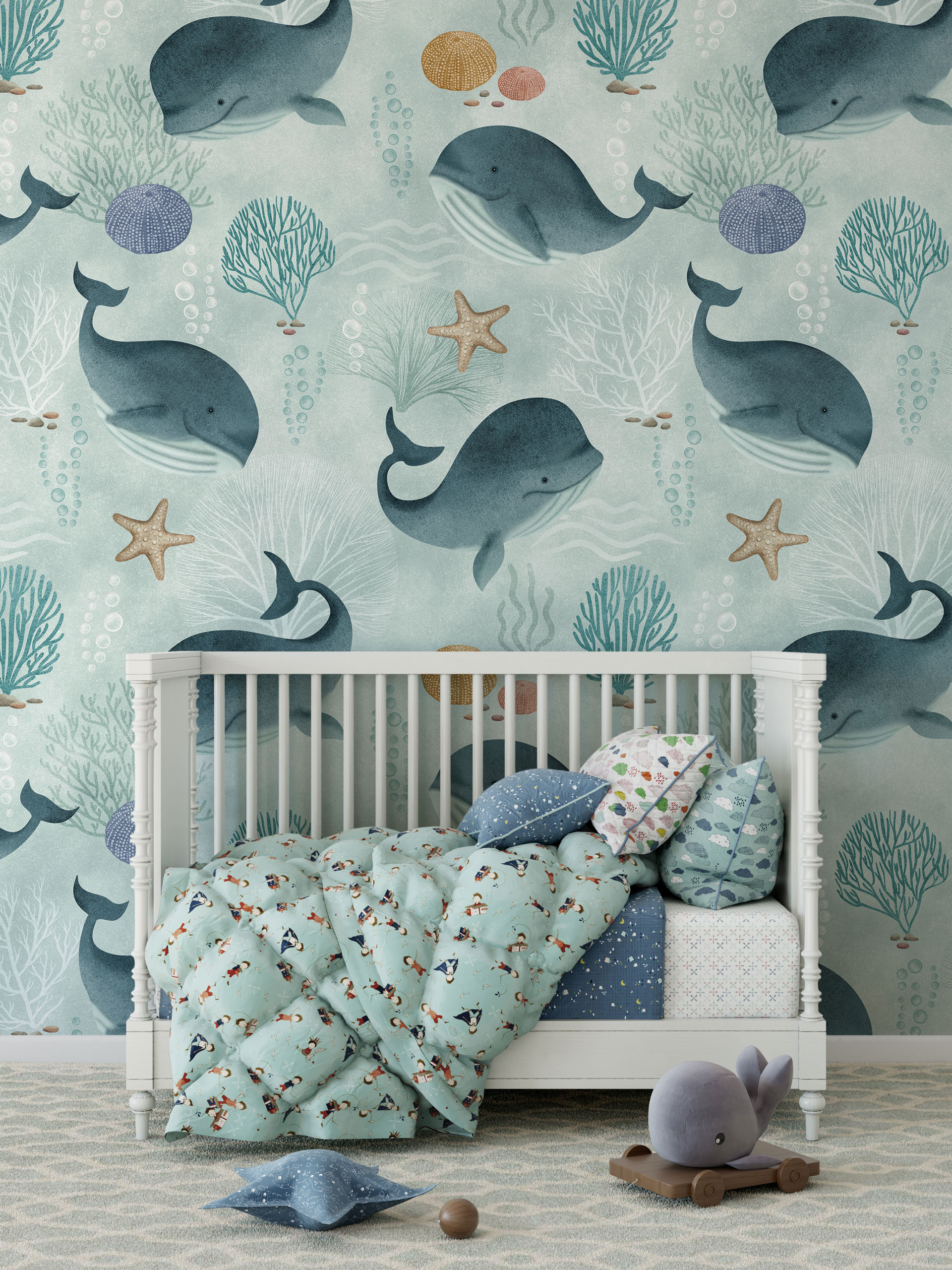 Carta da parati Baby Whales — Color Art Center Boscoreale