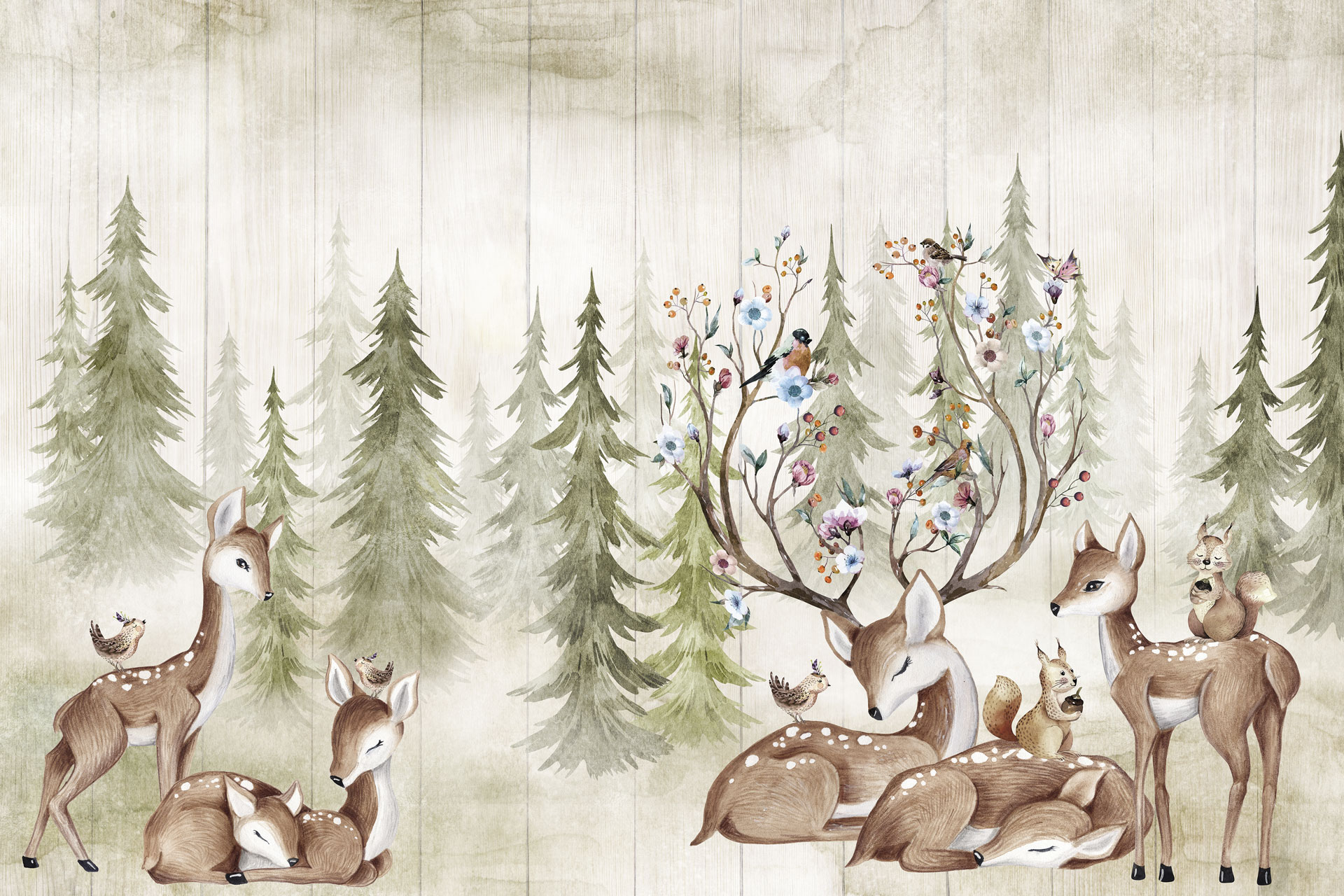 Carta da parati Deer in The Forest — Color Art Center Boscoreale