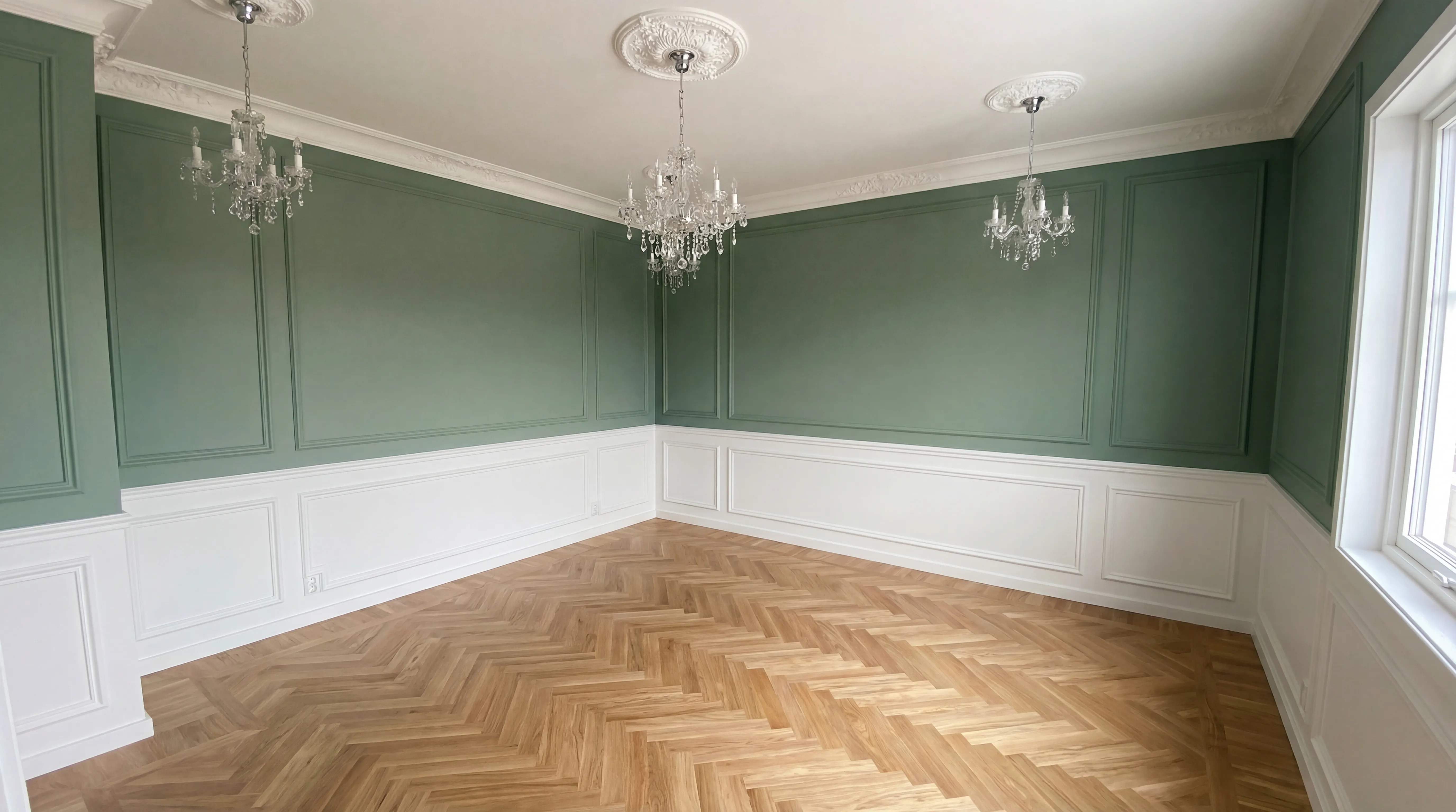 Parete vuota prima dell'installazione boiserie