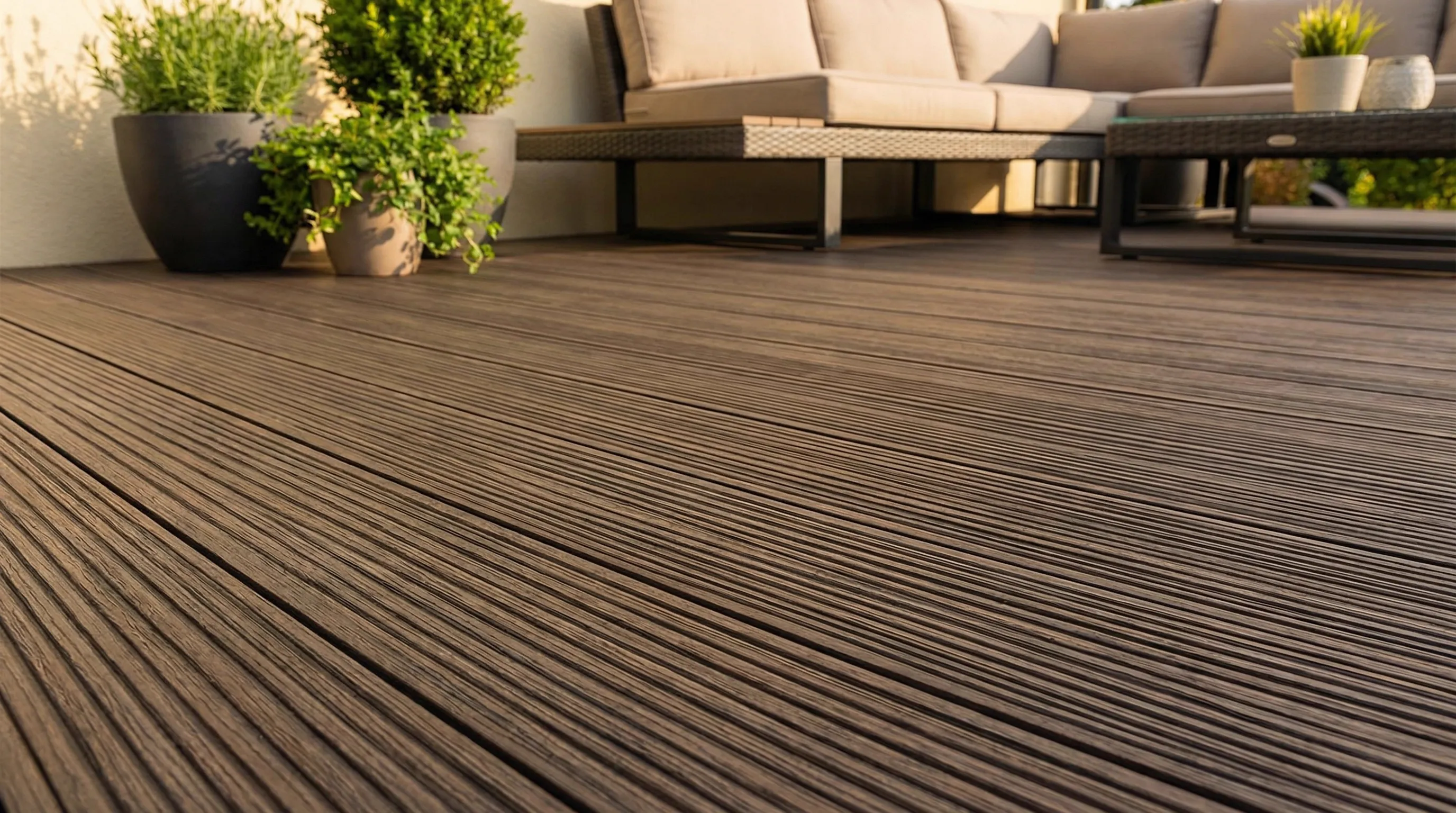 Doghe WPC per pavimento da esterno e giardino in evidenza