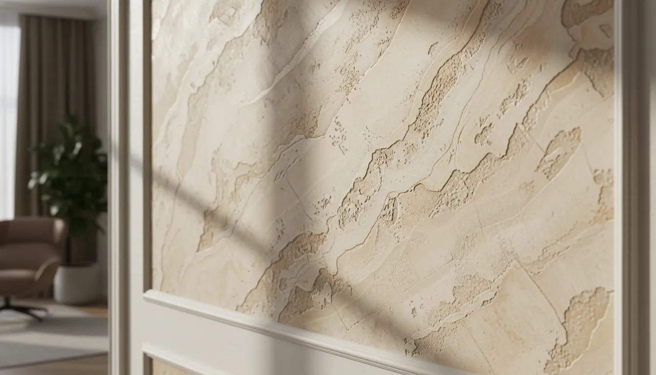 Finitura spatolata effetto travertino decorativo