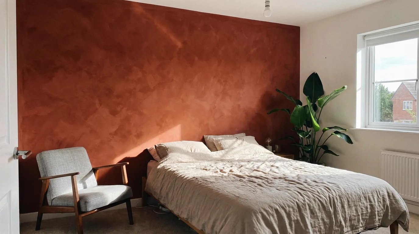 Camera da letto con finitura decorativa effetto velluto