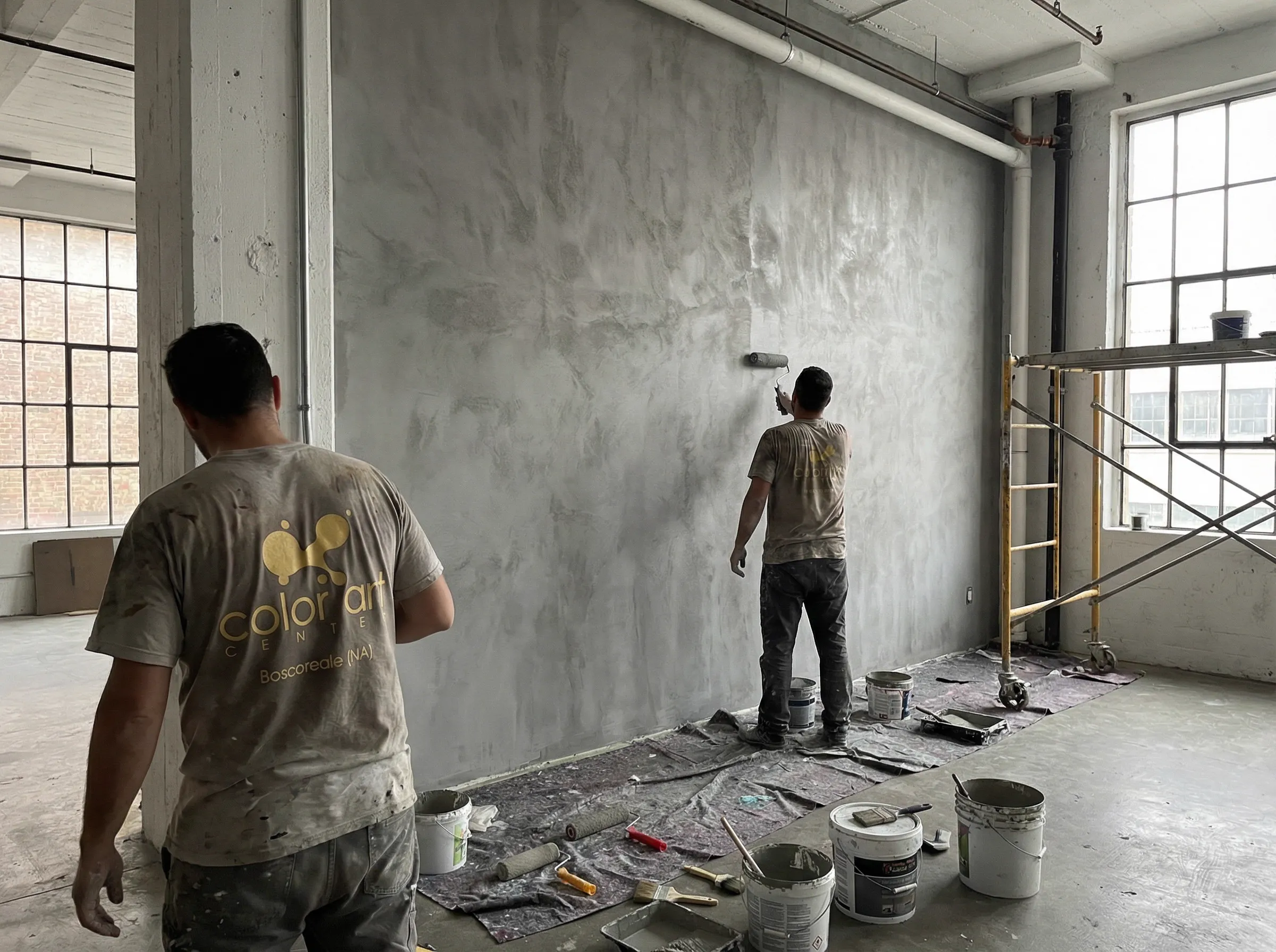 Sala arredata con stucco veneziano marmorino